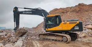 Shivshahi Earth Movers excavator performing deep excavation at construction site