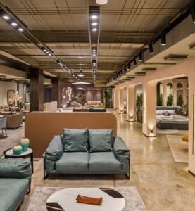 Modern furniture shop in Surat with premium sofas, beds, dining tables, and home furniture
